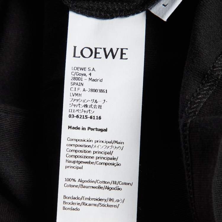 Pre Owned Loewe Black Anagram Cotton Crew Neck T-Shirt L