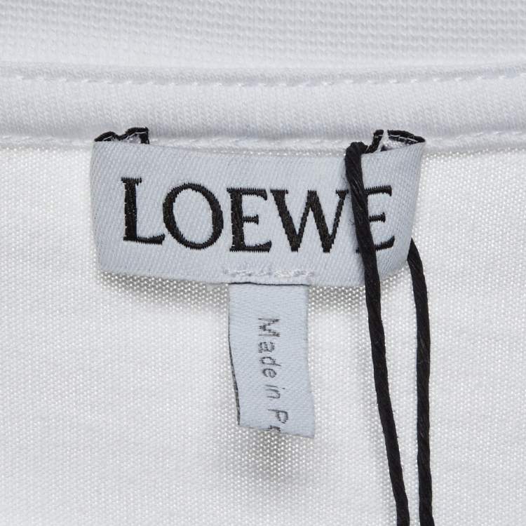 Pre Owned Loewe White Glitch Anagram Cotton Crew Neck T-Shirt M
