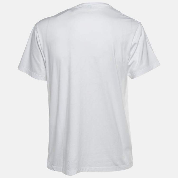 Pre Owned Loewe White Glitch Anagram Cotton Crew Neck T-Shirt M