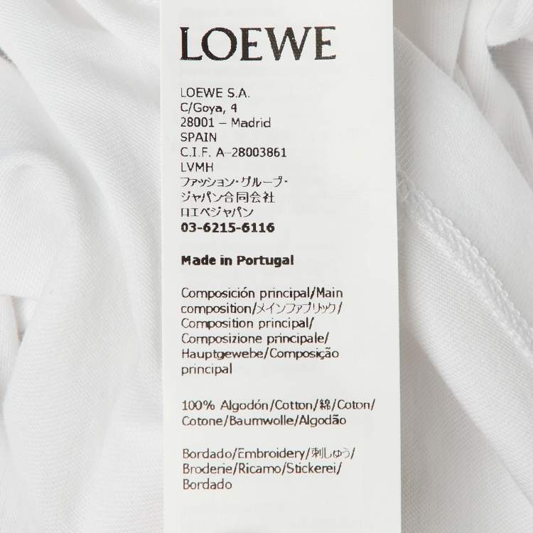 Pre Owned Loewe White Cotton Knit Logo Embroidered Pocket Detail T-Shirt XXL