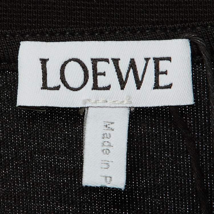 Pre Owned Loewe Black Cotton Knit Contrast Anagram Logo Embroidered T-Shirt L