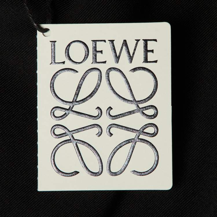 Pre Owned Loewe Black Cotton Knit Contrast Anagram Logo Embroidered T-Shirt L
