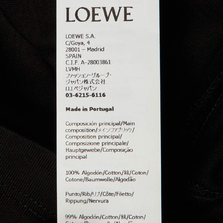 Pre Owned Loewe Black Cotton Knit Contrast Anagram Logo Embroidered T-Shirt L