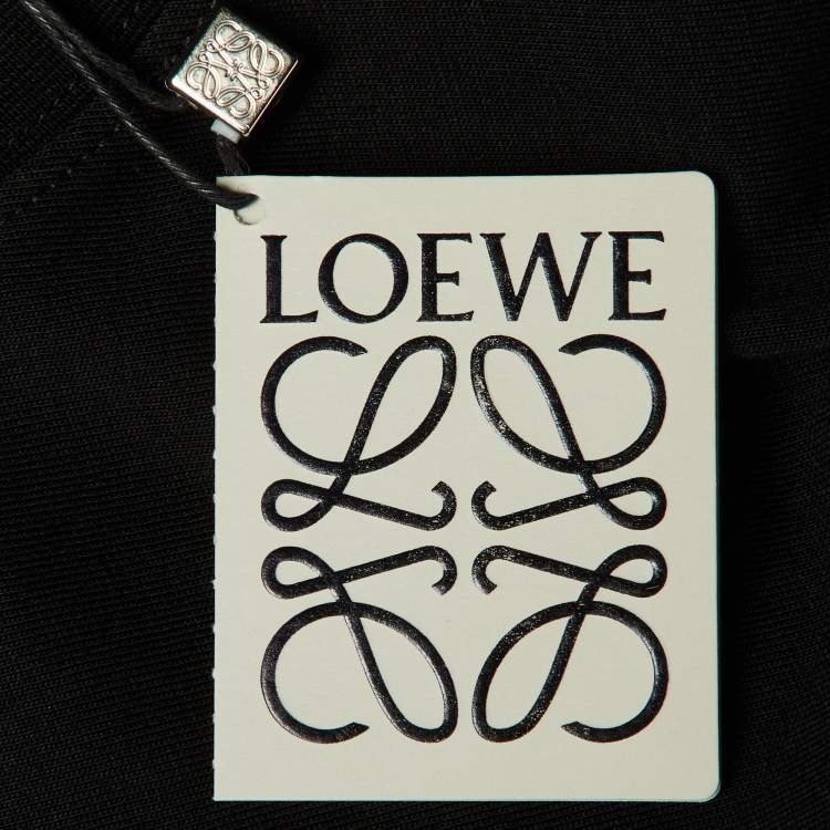 Pre Owned Loewe Black Cotton Knit Contrast Anagram Logo Embroidered T-Shirt S