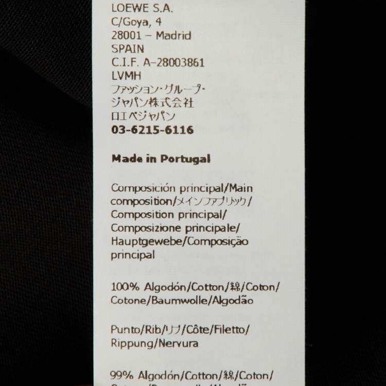 Pre Owned Loewe Black Cotton Knit Contrast Anagram Logo Embroidered T-Shirt S