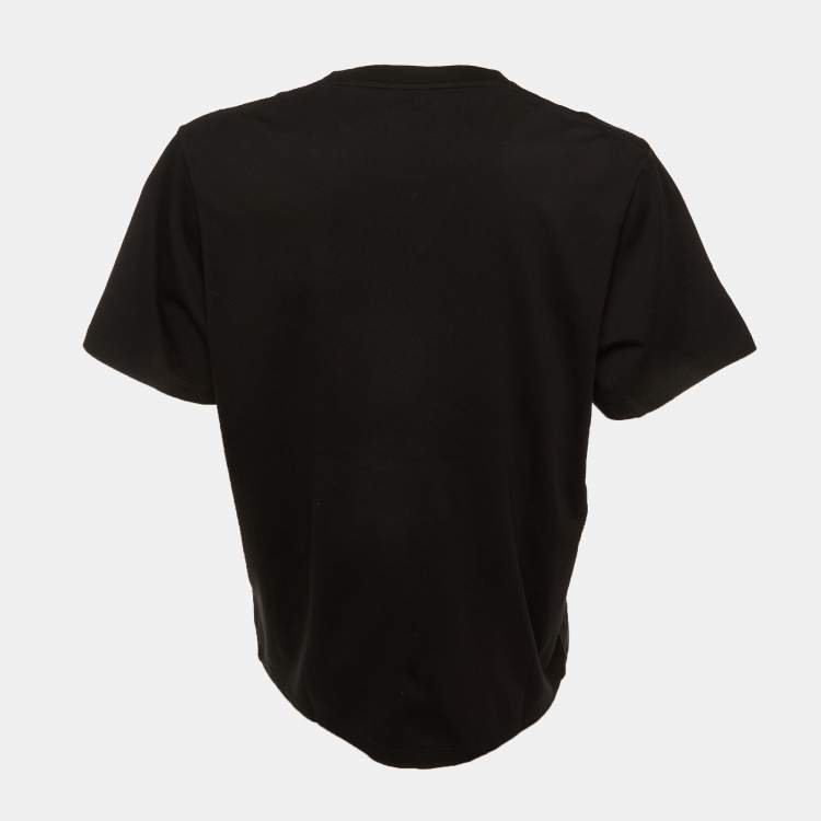 Pre Owned Loewe Black Cotton Knit Contrast Anagram Logo Embroidered T-Shirt S