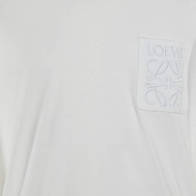 Pre Owned Loewe White Cotton Anagram Embroidered Relaxed Fit T-Shirt L
