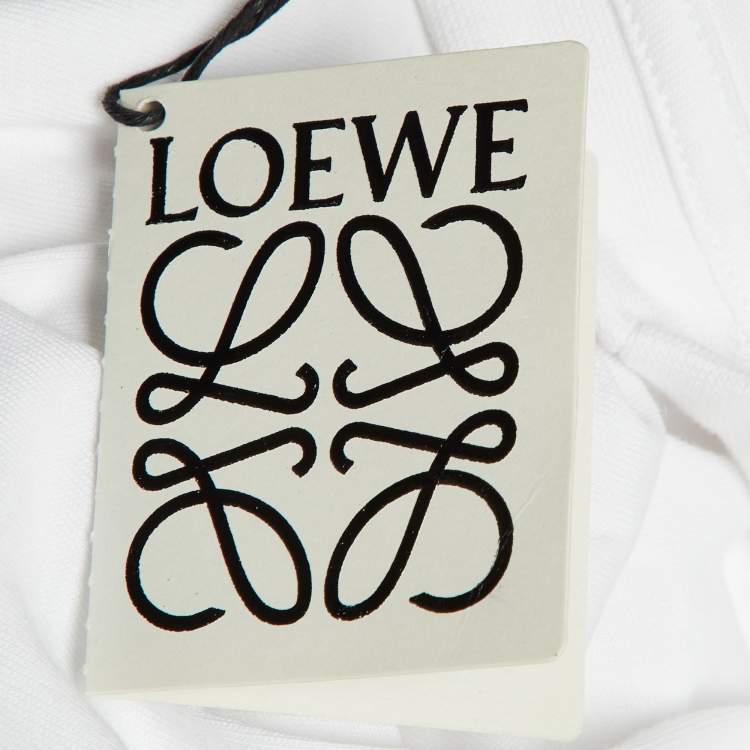 Pre Owned Loewe White Cotton Anagram Embroidered Relaxed Fit T-Shirt L