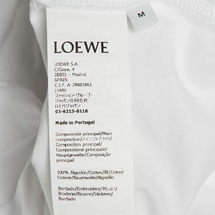 Pre Owned Loewe White Cotton Anagram Embroidered Relaxed Fit T-Shirt M