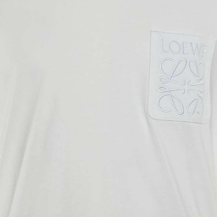 Pre Owned Loewe White Cotton Anagram Embroidered Relaxed Fit T-Shirt M