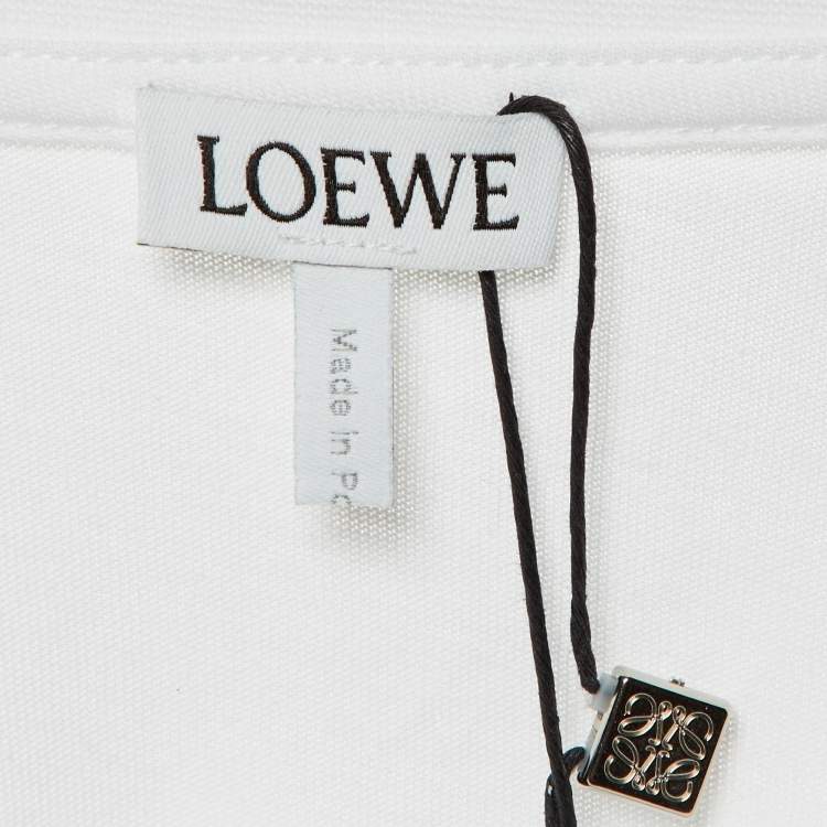 Pre Owned Loewe White Cotton Anagram Embroidered Relaxed Fit T-Shirt M