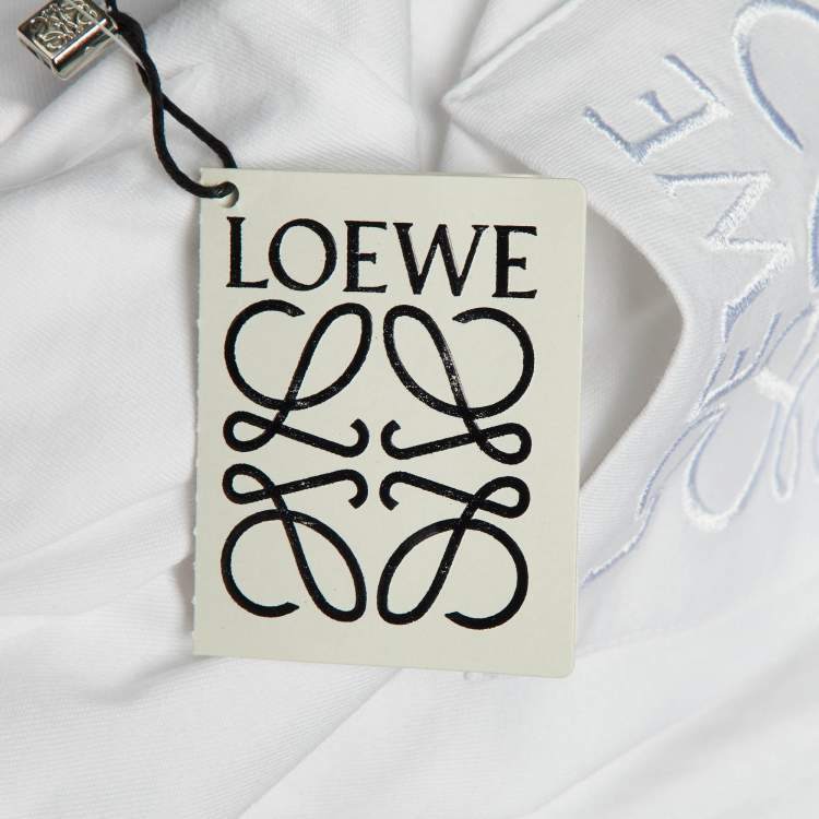 Pre Owned Loewe White Cotton Anagram Embroidered Relaxed Fit T-Shirt M
