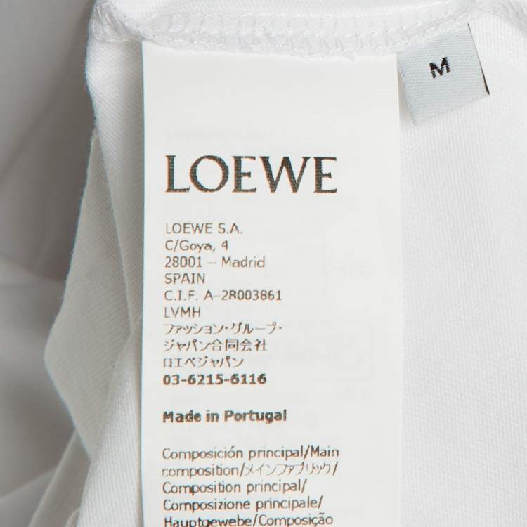 Pre Owned Loewe White Cotton Anagram Embroidered Relaxed Fit T-Shirt M