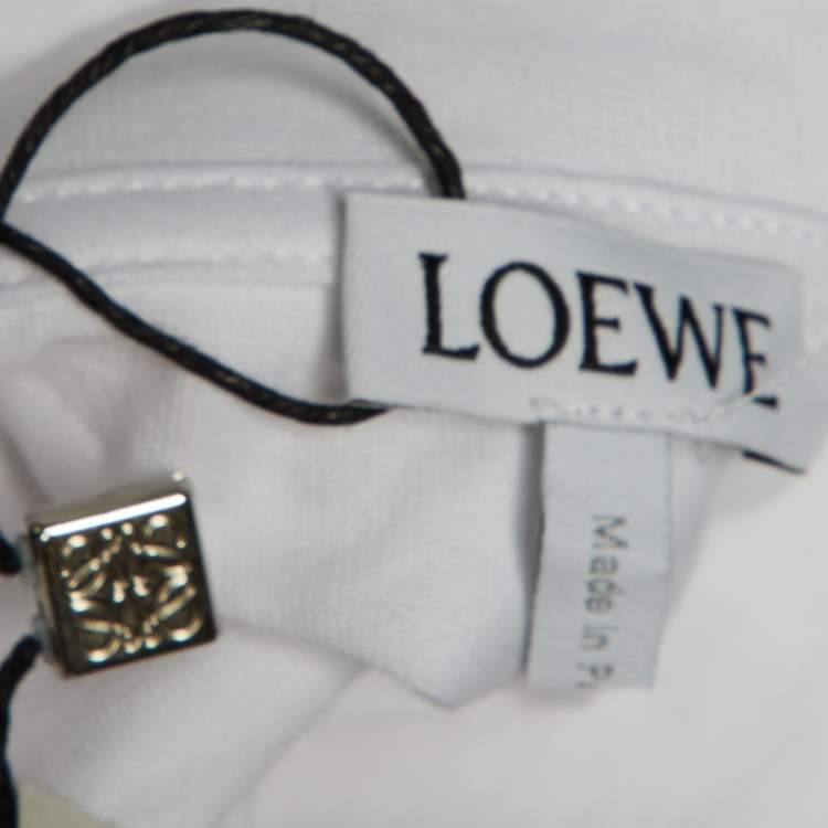 Pre Owned Loewe White Cotton Anagram Embroidered Relaxed Fit T-Shirt M