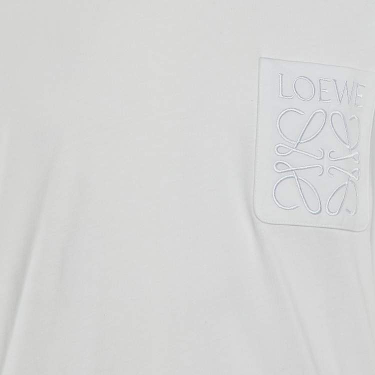 Pre Owned Loewe White Cotton Anagram Embroidered Relaxed Fit T-Shirt S
