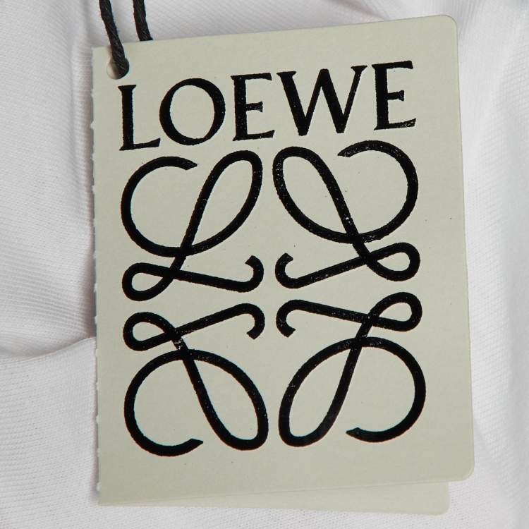 Pre Owned Loewe White Cotton Anagram Embroidered Relaxed Fit T-Shirt S