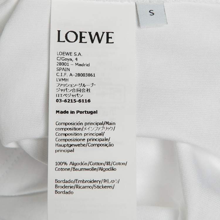 Pre Owned Loewe White Cotton Anagram Embroidered Relaxed Fit T-Shirt S