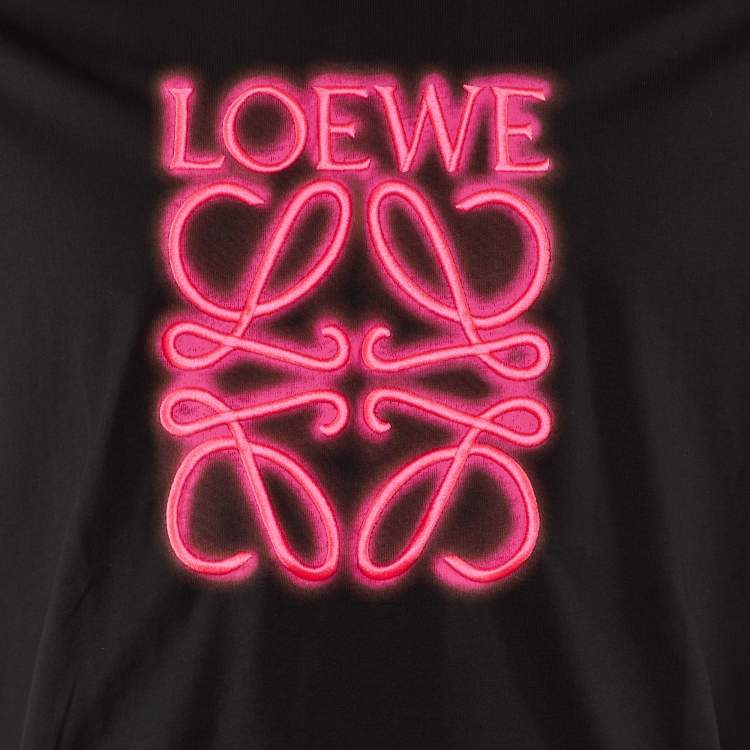 Pre Owned Loewe Black Neon Anagram Embroidered Cotton Crew Neck T-Shirt M
