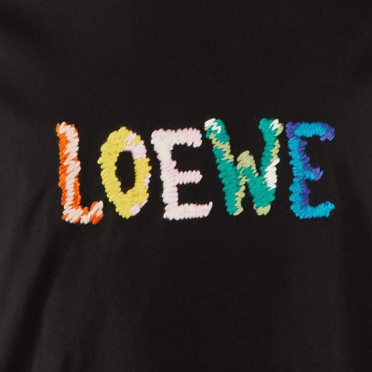 Pre Owned Loewe Black Cotton Anagram Embroidered Relaxed Fit T-Shirt XL