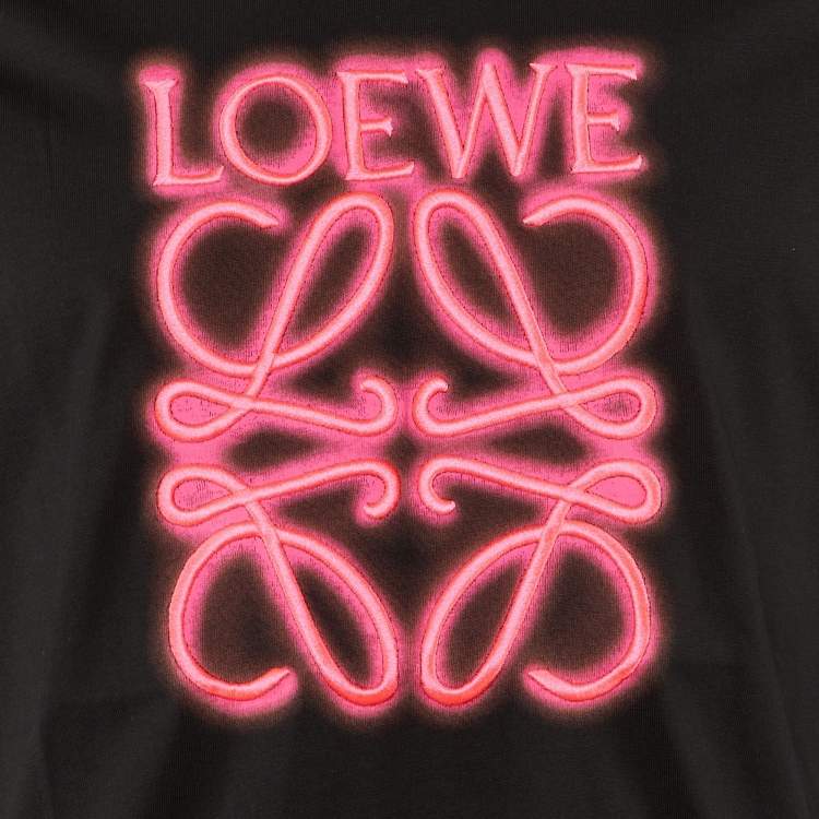 Pre Owned Loewe Black Neon Anagram Cotton Crew Neck T-Shirt S