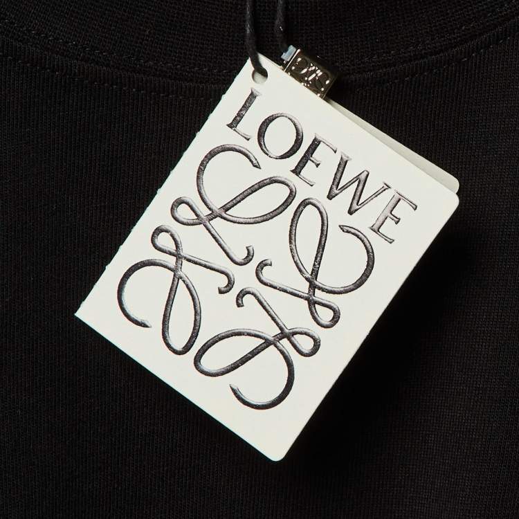 Pre Owned Loewe Black Cotton Anagram Embroidered Relaxed Fit T-Shirt XL