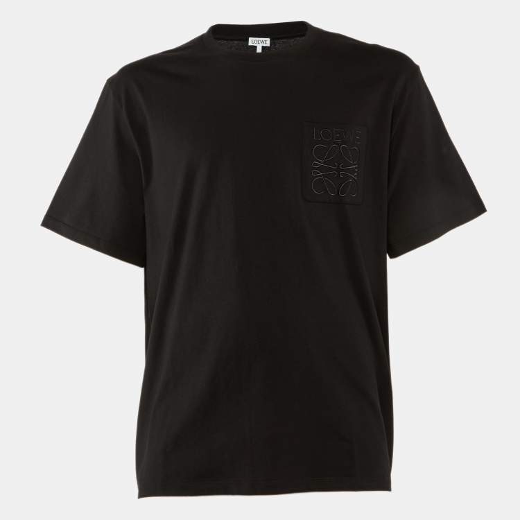 Pre Owned Loewe Black Cotton Anagram Embroidered Relaxed Fit T-Shirt L