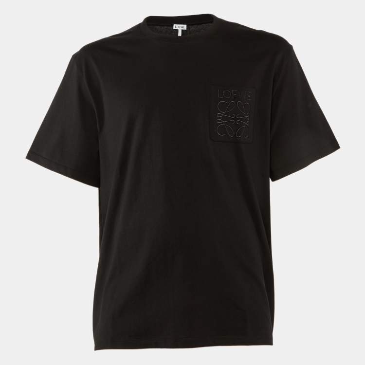Pre Owned Loewe Black Cotton Anagram Embroidered Relaxed Fit T-Shirt M