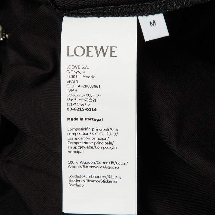 Pre Owned Loewe Black Cotton Anagram Embroidered Relaxed Fit T-Shirt M