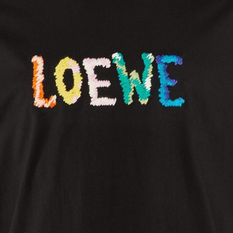Pre Owned Loewe Black Cotton Anagram Embroidered Relaxed Fit T-Shirt S