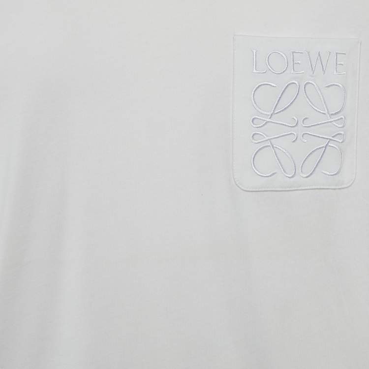 Pre Owned Loewe White Cotton Anagram Embroidered Relaxed Fit T-Shirt XS