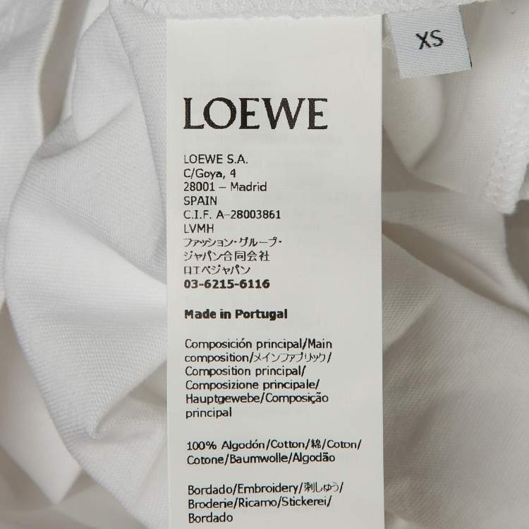 Pre Owned Loewe White Cotton Anagram Embroidered Relaxed Fit T-Shirt XS