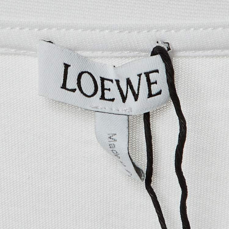 Pre Owned Loewe White Cotton Anagram Embroidered Relaxed Fit T-Shirt XS