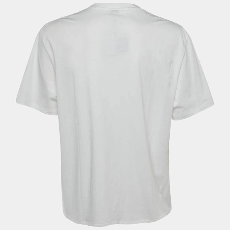 Pre Owned Loewe White Cotton Anagram Embroidered Relaxed Fit T-Shirt XL