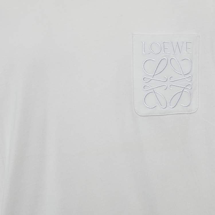 Pre Owned Loewe White Cotton Anagram Embroidered Relaxed Fit T-Shirt XL