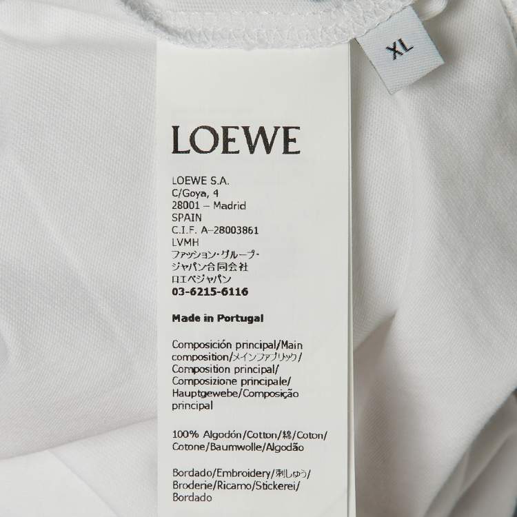 Pre Owned Loewe White Cotton Anagram Embroidered Relaxed Fit T-Shirt XL