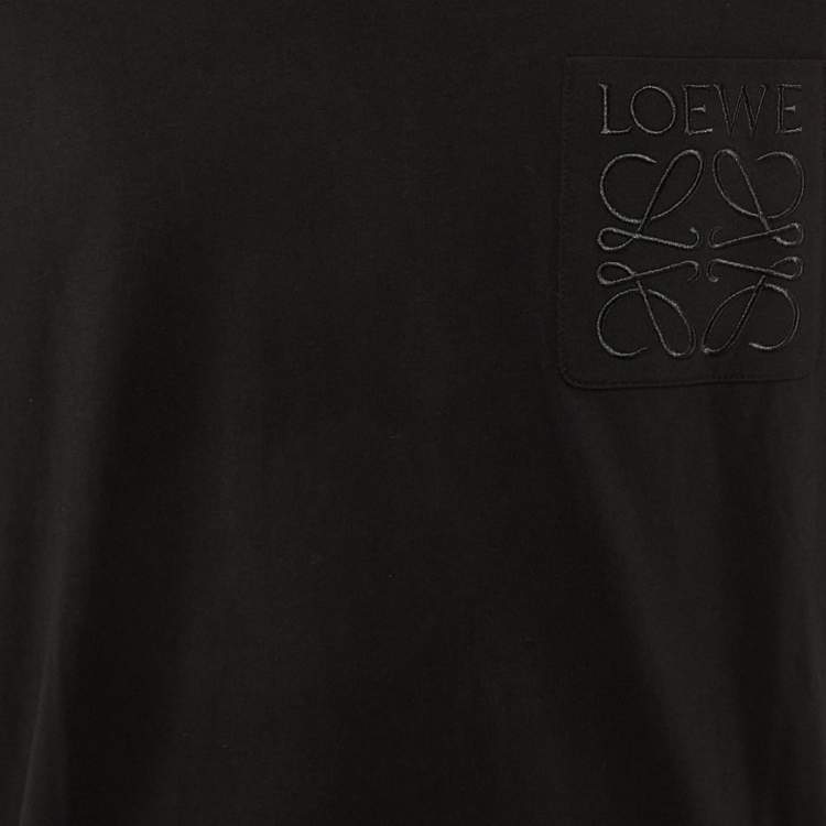 Pre Owned Loewe Black Cotton Anagram Embroidered Relaxed Fit T-Shirt XL