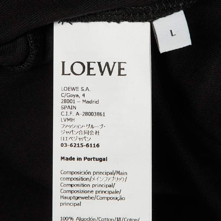 Pre Owned Loewe Black Cotton Anagram Embroidered Relaxed Fit T-Shirt L