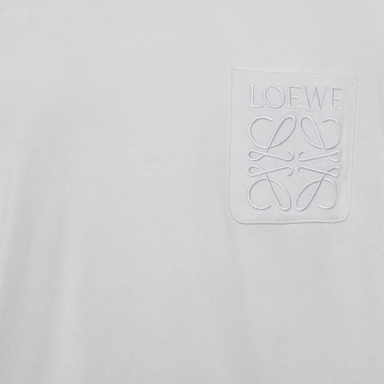 Pre Owned Loewe White Cotton Anagram Pocket Relaxed Fit T-Shirt M