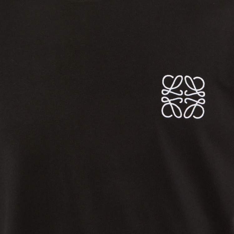 Pre Owned Loewe Black Anagram Embroidered Cotton Crew Neck T-Shirt XL