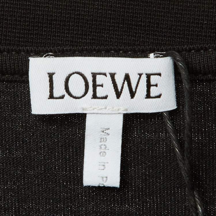 Pre Owned Loewe Black Anagram Embroidered Cotton Crew Neck T-Shirt XL