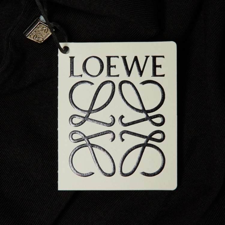 Pre Owned Loewe Black Anagram Embroidered Cotton Crew Neck T-Shirt XL