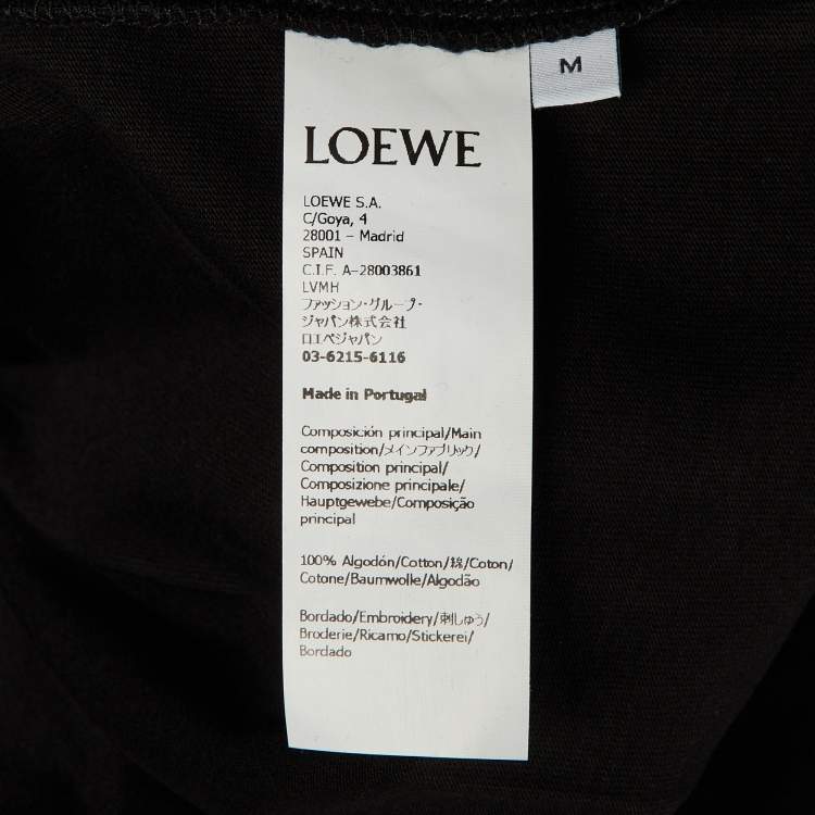 Pre Owned Loewe Black Anagram Embroidered Cotton Crew Neck T-Shirt M