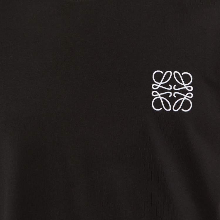 Pre Owned Loewe Black Anagram Embroidered Cotton Crew Neck T-Shirt M