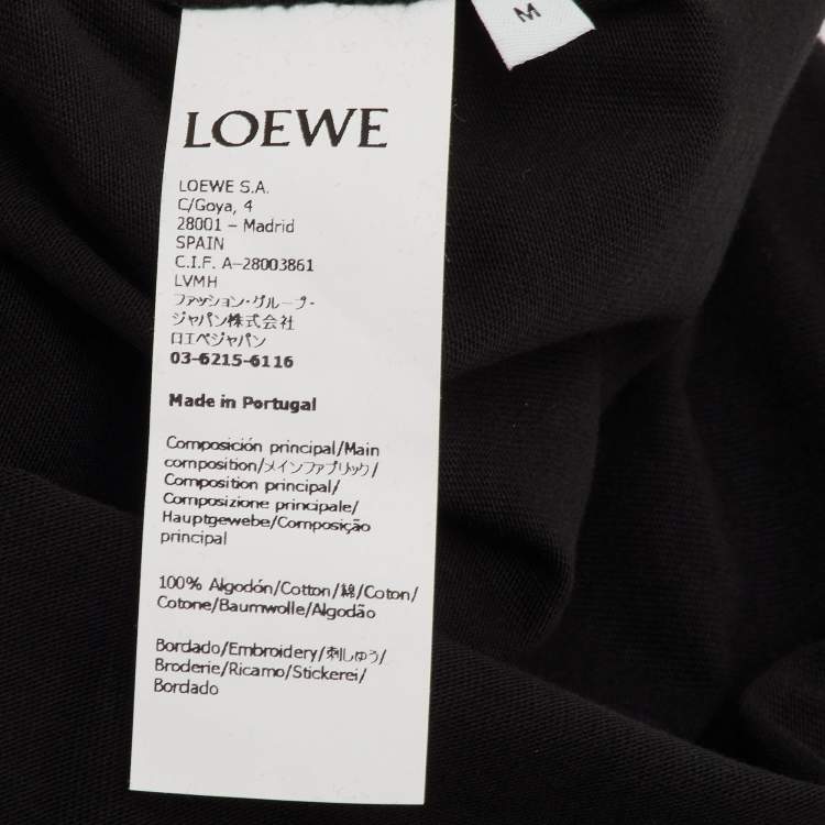 Pre Owned Loewe Black Cotton Anagram Fake Pocket T-Shirt M