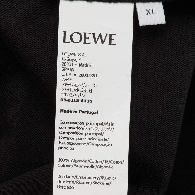 Pre Owned Loewe Black Cotton Anagram Fake Pocket T-Shirt XL