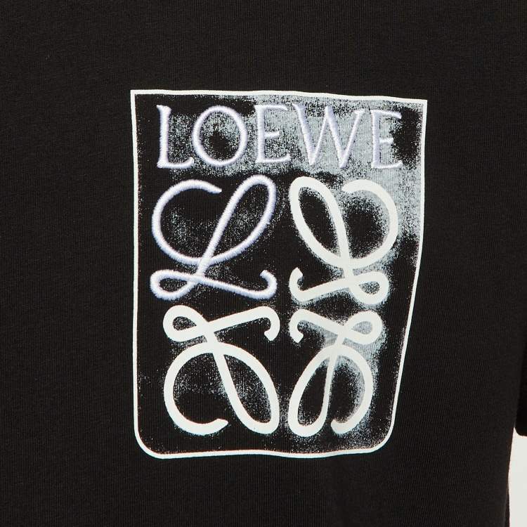 Pre Owned Loewe Black Cotton Anagram Fake Pocket T-Shirt XL