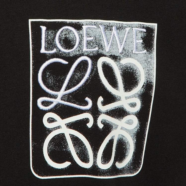 Pre Owned Loewe Black Cotton Anagram Fake Pocket T-Shirt S