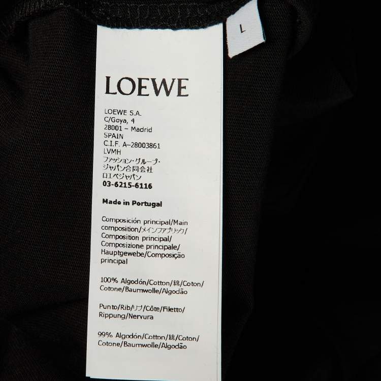 Pre Owned Loewe Black Cotton Anagram Embroidered Relaxed Fit T-Shirt L