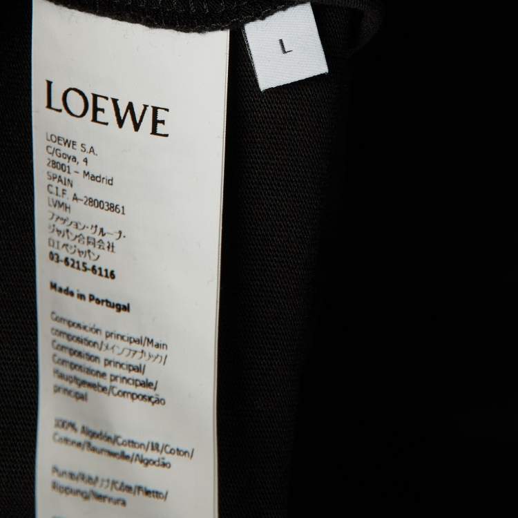Pre Owned Loewe Black Cotton Anagram Embroidered Relaxed Fit T-Shirt L