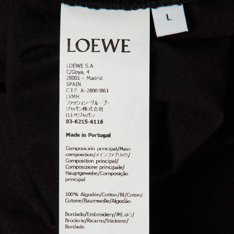 Pre Owned Loewe Black Cotton Anagram Embroidered Regular Fit T-Shirt L